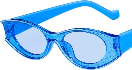 vintage kleine kat oog vrouwen zonnebril mannen mode persoonlijkheid groen geel ovaal zonnebril vrouwelijke Uv400-C5 blauw