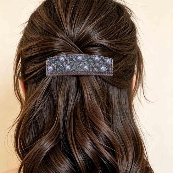 Vintage kristallen bruidshaarkam zwart strass parel hoofdstukken goud haar kant kam parel bruiloft haarspeld voor bruidsmeisje decoratieve accessoires voor vrouwen (zwart)