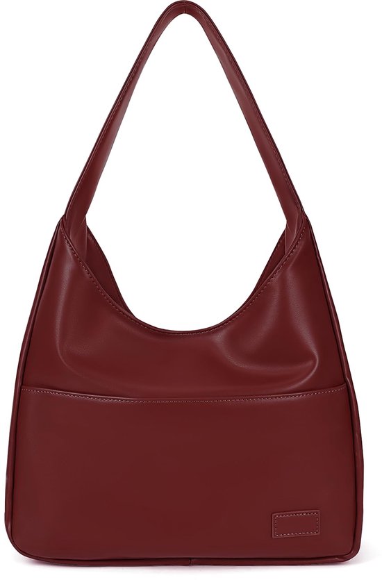 Vintage leren tas, retro schoudertas, onderarmtas, draagtas, grote capaciteit met magnetische gesp, hobo-tas, boodschappentas, bruin van vintage