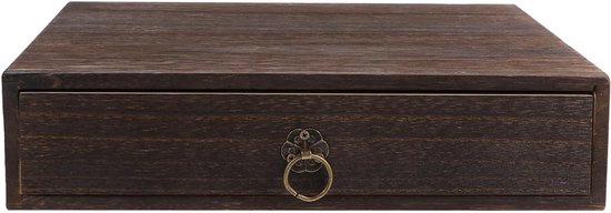 Vintage massief houten bureauorganizer 1-laags lade opbergdoos kleine decoratieve container voor kantoor en thuisorganisatie ideaal voor bureauaccessoires
