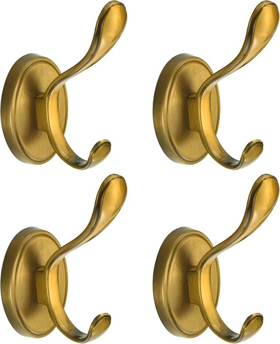 Vintage metalen kapstokhaken 4 stuks, antieke messing handdoekhaken aan de muur gemonteerd, zware wandhaken voor badkamers, badjas, kledinghangerhouder voor boerderij, slaapkamer, keuken