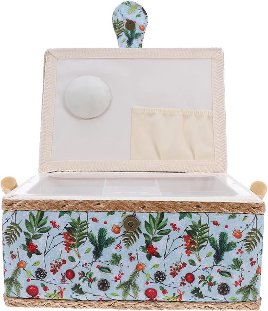 Vintage Naaigerei Draagtas met Grote Capaciteit Draagbare Borduuraccessoires Opbergdoos met Handvat Europese Stijl Naaigereedschapsmand voor Thuis Reizen voor Hobby Knutselopslag
