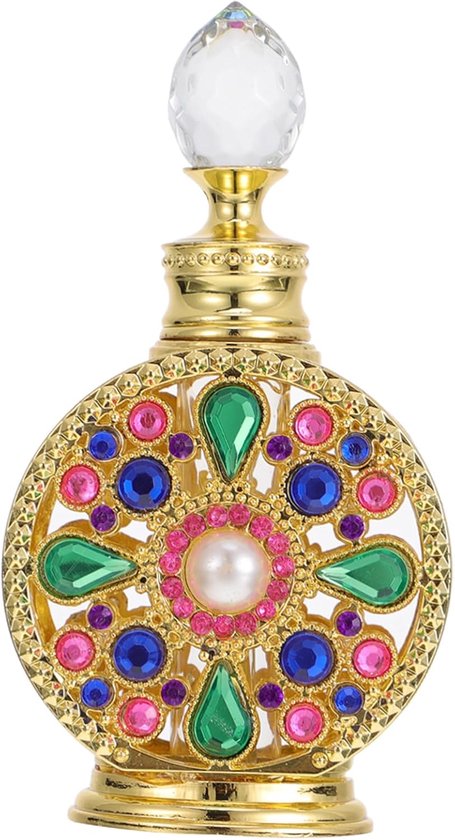 Vintage Parfumflesje met Gouden Druppelaar Retro Cosmetische Voor Essentiële Oliën Leeg Navulbaar Lekvrij Lichtgewicht Elegant Voor Thuis