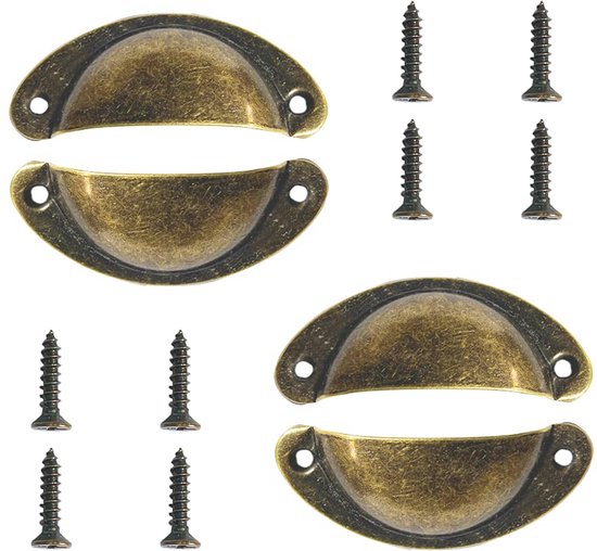Vintage Schelpgreep, Ladegrepen, Kastgrepen, Meubelgreep, Met Schroeven, Voor Kastlade, Kast