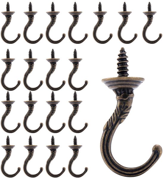 Vintage schroefhaken, kleine antieke haken, plafondhaken, kophaken, plafondschroeven, haken voor tuin, thuis, kantoor, keuken, slaapkamer