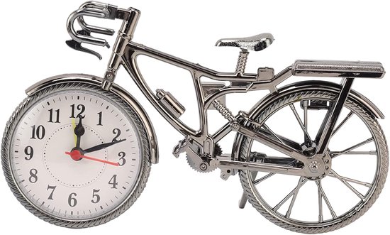 Vintage Tafel Fietsklok Bureauklok Desktop Metalen Klok voor Kantoor Slaapkamer Decor, Fiets Metalen Bureauklok, Leuke Decoratieve Mantelklok voor Thuis, Woonkamer, Kantoor