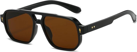 Vintage vierkante zonnebril voor dames en heren, retro rechthoekige bril met UV400-bescherming