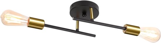 Vintage wandlamp, 2 lampen, E27, industriële plafondlamp, moderne metalen wandlamp, plafondlamp voor woonkamer, slaapkamer, keuken, hal, zonder lamp