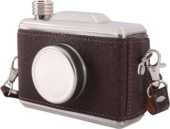 Vintage Whisky Liquor Flacon Camera Fles 325 ml Draagbare Vierkante Rvs Heupfles voor Outdoor Camping Klimmen Wandelen Picknick Party