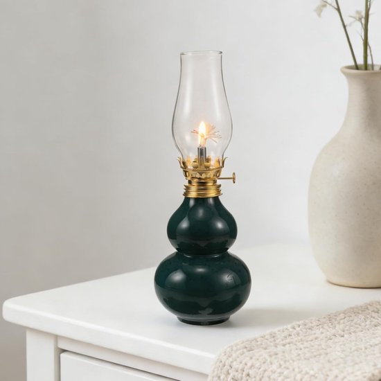 Vintage Winddichte Kerosinelamp met Keramische Basis Rustieke Olielamp voor Binnen Tuin Lange Brandduur Veelzijdige Noodverlichting voor Camping Sfeervolle Decoratie