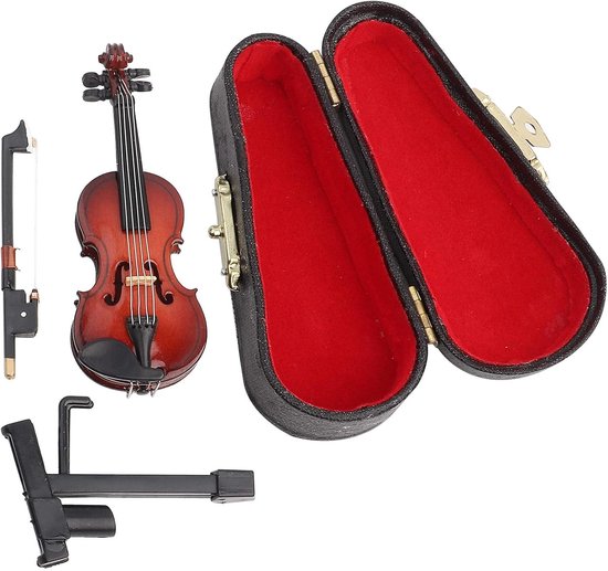 Viool Met Koffer - 's Werelds Kleinste Viool, Miniatuurmodel Met Standaardkoffer, Poppenhuisaccessoires, Mini Muziekinstrument Decor