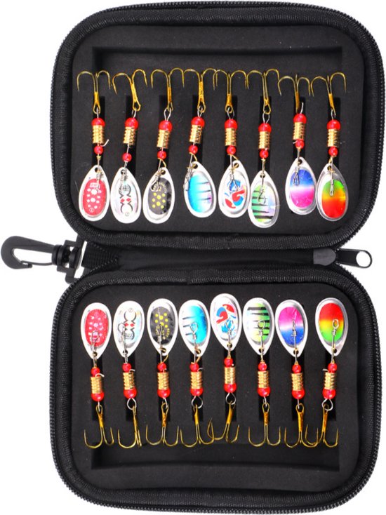 Vis accessoires set – Kunstaas – 16 delig – Kunstaas set – Spinner set – Blinkers voor snoek en baars – Vissen – Hengelsport van Aqualysis