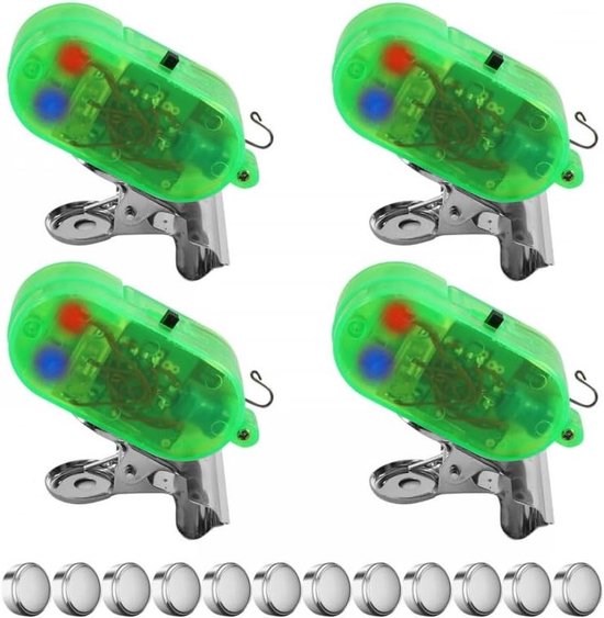 Vis Beet Alarms - Sound Bite Alerts - Vissen Outdoor - Dubbel LED Licht - 4 Stuks - Transparant Groen