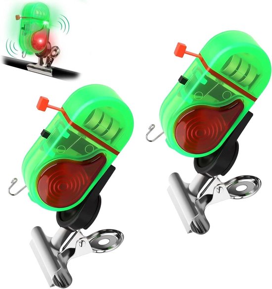 Vis Beet Melder Set - Vismelder Beetindicator - Vissen Vangen - LED Verlichting - 2 stuks - Groen