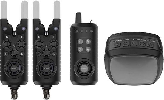 Vis beetmelder set - Alarm set - Vissen met beetmelders - Audio en beweging - 3 meter snoer - Zwart
