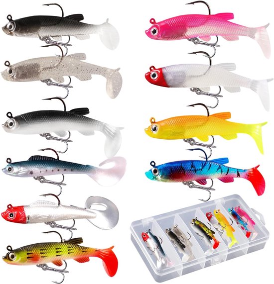Vis Crankbait Jigkoppen - Zoals Afgebeeld - 11 Stuks - Rubber Vishaas met Scherpe Haken - Voor Roofvissen