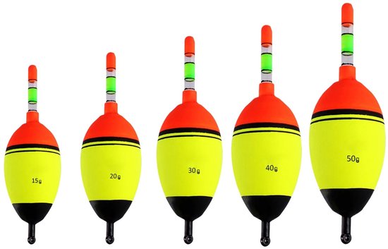 Vis dobber set - Luminous Floats - Diverse Drijfvermogen 15g tot 50g van Merkloos