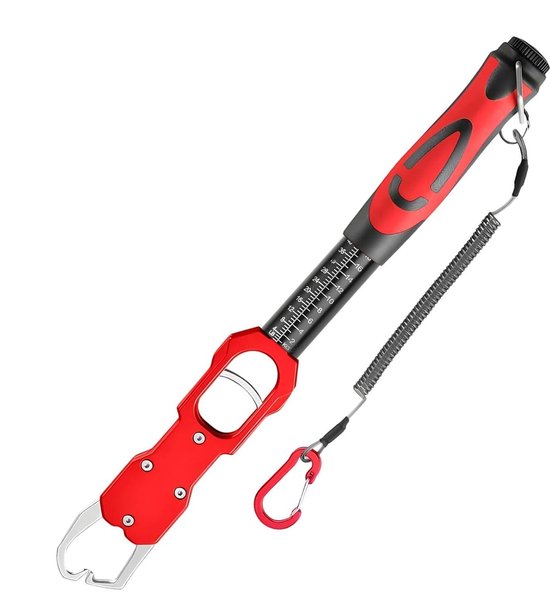 Vis Gripper Weegschaal - Lipgrijper Hengelsport - Vissen Vastpakken - 2-in-1 Functie - 18 kg - Rood