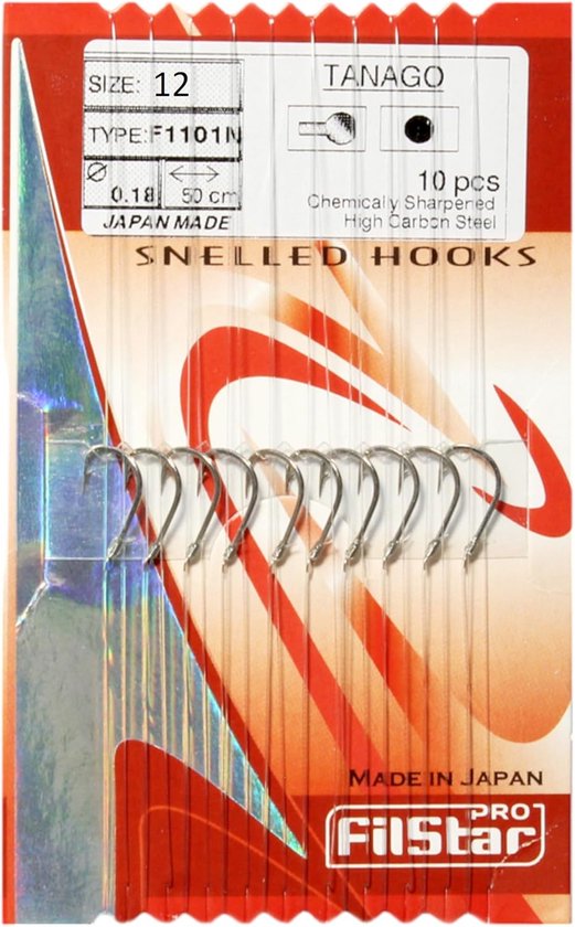 Vis haken set met 10 stuks, onderlijn van 50cm en mono lijn van 0.18mm - perfect voor witvis
