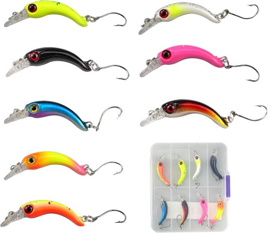 Vis kunstaas set - Meerval kunstaas - Vissen in zoetwater - Ingebouwd geluid - 8 stuks 4 cm - Multicolor