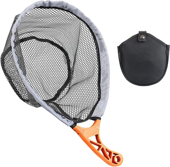 Vis Landingsnet - Schepnet Vissen - Vangen en Terugzetten - Rubberen Visnet - 46x34x18 cm - Oranje