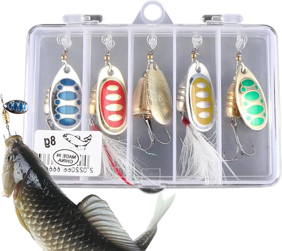 Vis lokaas, vis bas, Forel spinner aas, Metal Fishing Spinnerbait Spinner Lures Kit met Tackle Box voor baszalmforel