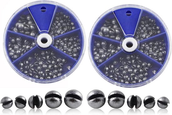 Vis loodvrije visloodgewichten set van 200 stuks in 5 maten (0,3g, 0,5g, 0,6g, 0,8g, 1g) - Compleet met uitneembaar schrootlood - Visaccessoires voor vissers van Pwsap