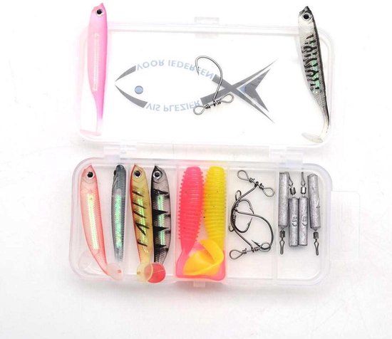Vis-Plezier Kunstaas set dropshot set | complete set incl kunstaas loodjes en haken | super set voor zowel de beginner als de gevorderden | van Benelify