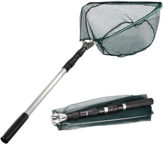 Vis Schepnet - Opvouwbaar Net - Vissen Vangen - Telescopisch Uitschuifbaar - 130 CM - Zwart