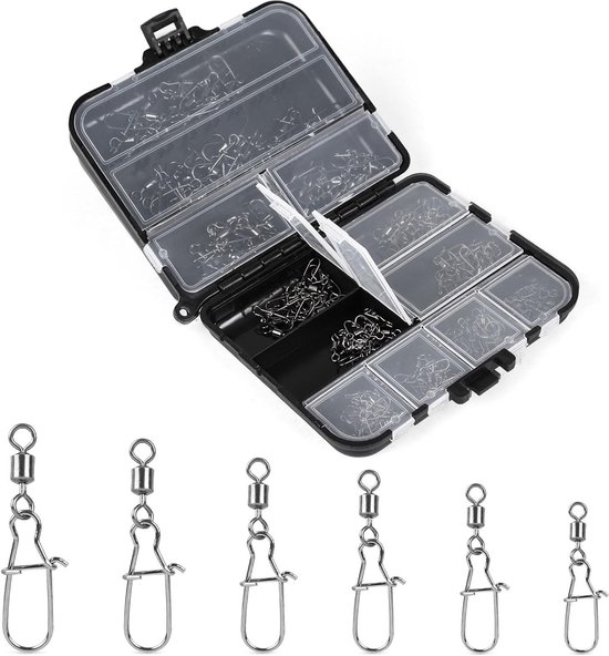 Vis Swirl Set - Vis Karabijn Haken - Vissen Vangen - Dubbele Sluiting - 150 Stuks - Grijs