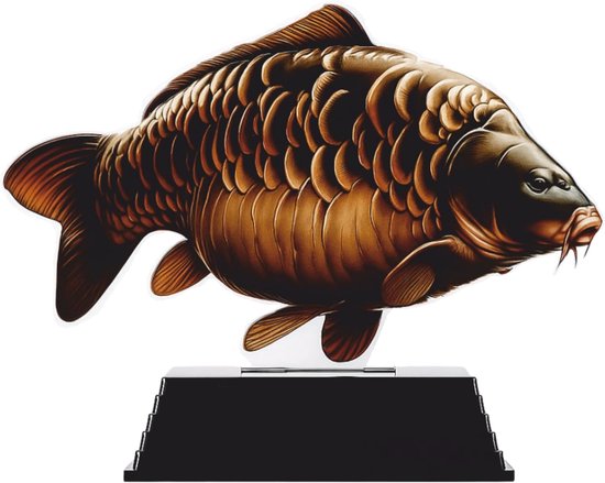 Vis Trofee - Karper Prijs - Viswedstrijd - Realistische Afbeelding - 20 cm - Natuurlijke kleuren