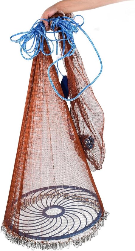Vis Werpnet - Gietnet Aasnet - Levend Aas Vangen - Zware Zinkers Snel Zinken - 4.8m Diameter - Wit