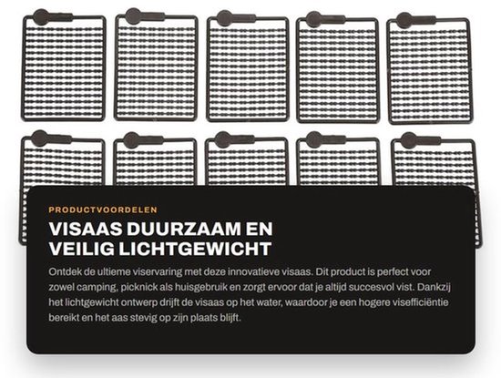 Visaas Duurzaam - Lichtgewicht - Veilig - Voor Camping/Piknik - 10 Stuks - Geschikt voor Boilies en Haarrigs - Visgerei