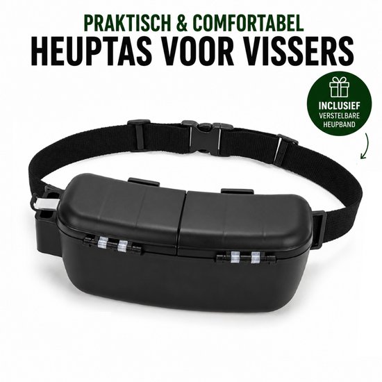 Visaas Heuptas met Opbergdoos – Fishing Tackle Box voor Vis-aas, Haken & Onderlijnen – Verstelbare Heupgordel – Viskoffer Organizer – Vaderdag Cadeau – 27 x 10 x 10 cm