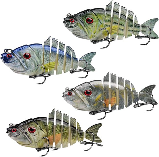 Visaas, Swimbait Langzaam Zinkend met Realistische S-beweging, ABS Lichaam met Stalen Kogeltjes, Scherpe Haken voor Zoet- en Zoutwater, voor Snoek Baars Forel