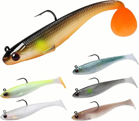 Visaccessoires Set met 6 Stuks Vissen Haken en Dobbers - Kunstmatige Aas, Zacht Aas, Hoge Sterkte voor Forel en Snoek Vissen