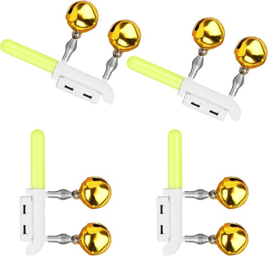 Visalarm met Verlichte Belletjes, 4 Stuks, Fluorescerende Hengelaccessoires, Nachtlicht voor Vissen, Universele CR425 Batterij, Ideaal voor Nachtvissen