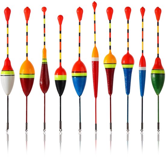 Visdobbers, 10 stuks ovale forelvlotter, schuimvisdobbers, houten glijdende bobbers, bobberstopper, veerstok, slipdrijvers, accessoires voor meerval, forel, baars, vislijn