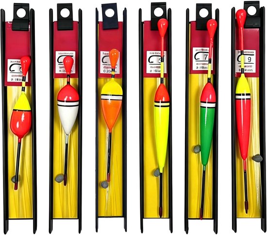 Visdobbers 6 stuks - complete kit met vlotter en lood - ideaal voor forelvissen - m-winkel