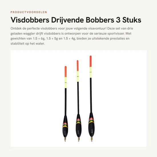 Visdobbers Grof - Drijft Bobbers 3 Stuks - Gewogen Visdobbers 1.5g/5g/6g - Lichtgewicht - Premium Kwaliteit - Uitstekende Prestaties - Vissersfloat