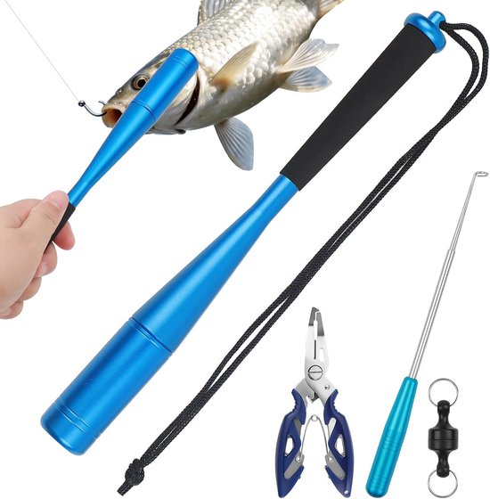 Visdoder vistang, 3-delige visaccessoires, haakverwijderaar, visbestuderset, aluminium, vis, dode racket, tang - ShopVlot