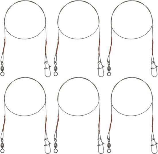 Visdraad - Anti-Bite - Roestvrij Staal - Lijn - 7 Strand - Snoek Roofdier - Swivels - Vissen - Hard en Zacht Kunstaas - 30Cm 18kg Spanning - 6Pcs - Geschikt voor - Alle Model - Alle Kleuren. van Merkloos