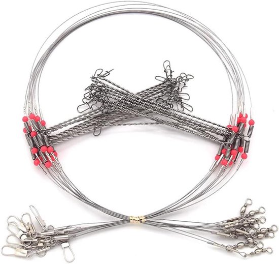 Visdraad Leader Rigs - Vislijnen Haken - Zoutwater Vissen - 7-Strengen Staaldraad - 10 Stuks - Zilver