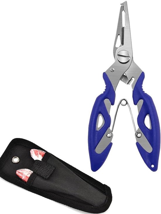 Visgereedschap: Rvs Pliers en Scharen Multi Tool voor Haakverwijdering, Braid Snijden en Splitringen met Opbergtas - Onmisbare Accessoires voor Zee- en Vissersactiviteiten