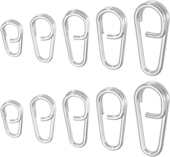 - Visgerei - Vissen Clips - Split Ringen - Rvs - Lokken - Connector - Geschikt voor Kunstaas - Kabeljauw Makreel - 50 stuks Rvs Split Ringen Links Quick Change Vissen Clips 10mm 13mm 16mm 18mm 21mm. van Merkloos