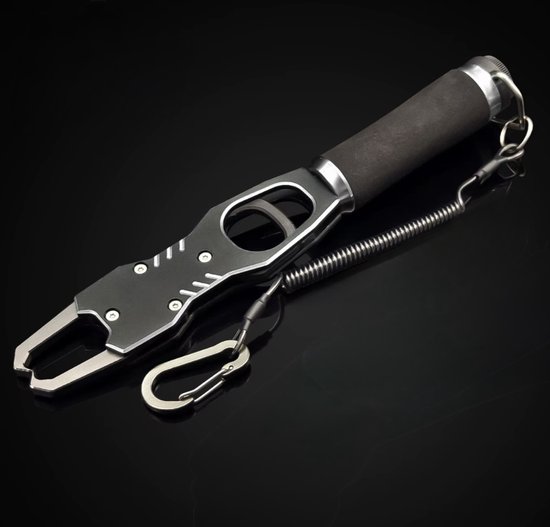 Visgrijper met Ingebouwde Weegschaal - Aluminium Lip Grip (Tot 18 KG) - Inclusief Veiligheidskoord - Roestvrij