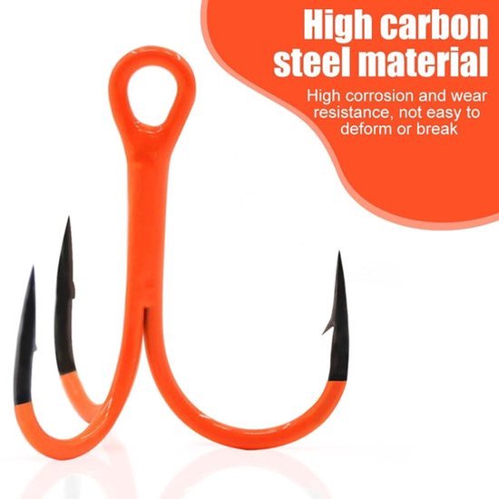 Vishaak 10 Stuks - Scherpe Prikkeldraad - Ronde Bocht - Koolstofstaal - Corrosiebestendig - Voor Zoetwater/Zoutwater - Treble Hooks