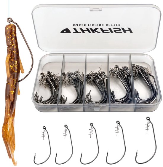 Vishaak Set met Twist-Lock en Verzwaarde Swimbait Haken voor Zacht Kunstaas, 60 Stuks