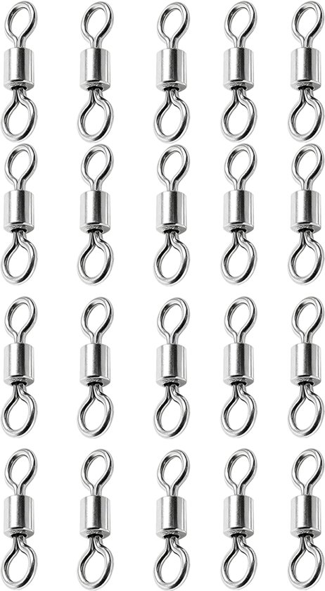 Vishaak Swivels - #12 - Rolling Swivels met 360° Draaifunctie - Anti Twist Vishaak Wartels - Voor Zoetwater en Zoutwater Vissen - Wartels set 20 stuks