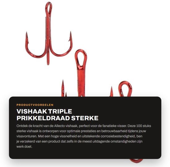 Vishaken 100 stuks - Triple Prikkeldraad - Koolstofstaal - Sterke Corrosiebestendigheid - Hoge Vissnelheid - Scherpe Haakpunt - Haak
